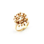 Retro Perlen Cluster Ring organisch 585er Gold