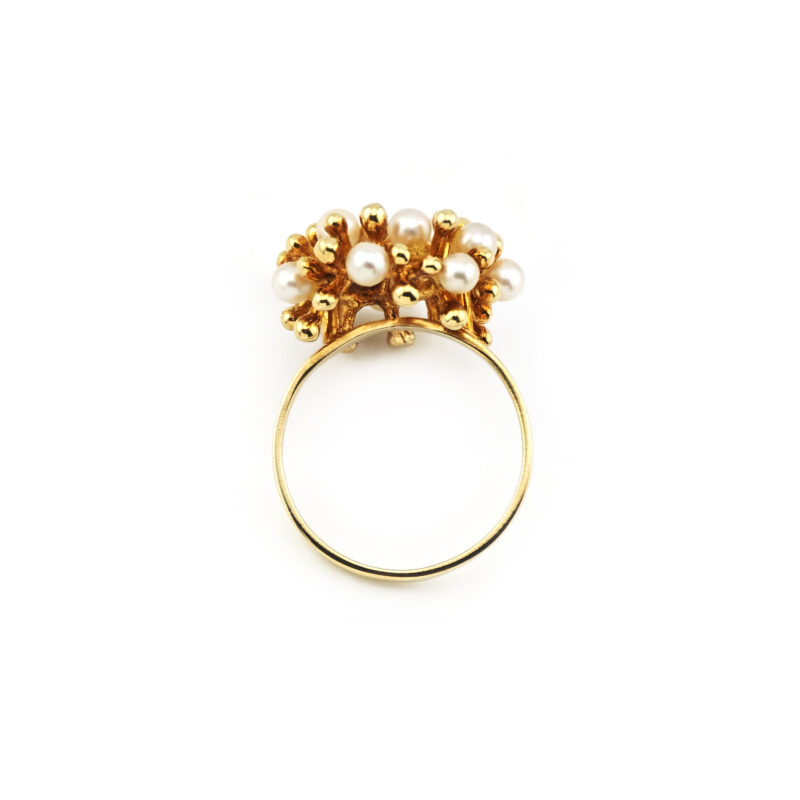 Retro Perlen Cluster Ring organisch 585er Gold 5 Retro Perlen Cluster Ring organisch 585er Gold