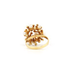 Retro Perlen Cluster Ring organisch 585er Gold