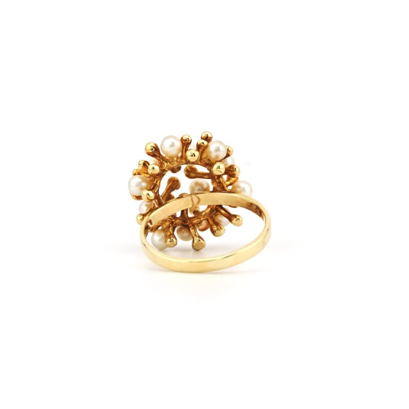 Retro Perlen Cluster Ring organisch 585er Gold 4 Retro Perlen Cluster Ring organisch 585er Gold