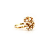Retro Perlen Cluster Ring organisch 585er Gold