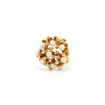 Retro Perlen Cluster Ring organisch 585er Gold