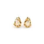Tropfenform Opal Ohrstecker mit Diamant 585er Gold