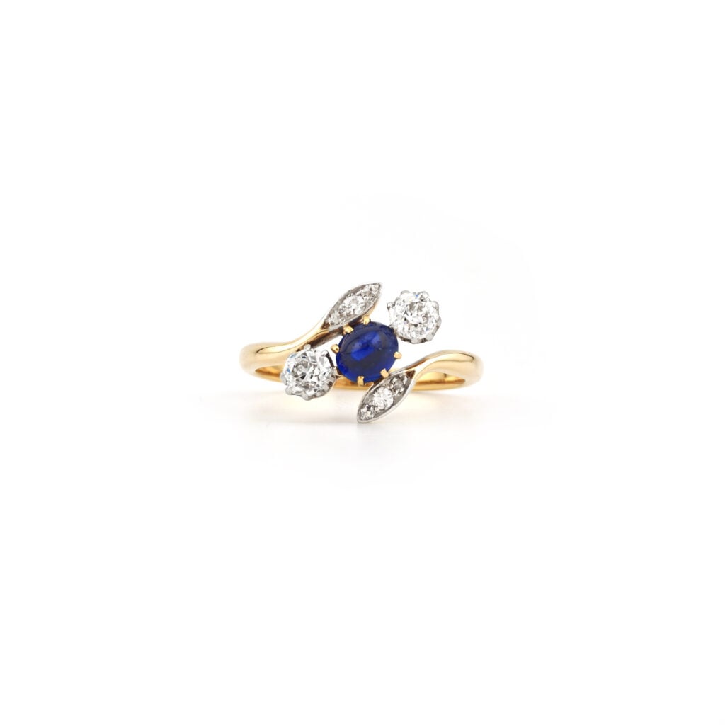 Antiker „Toi et Moi“ Saphir Diamant Ring um 1910 (5)