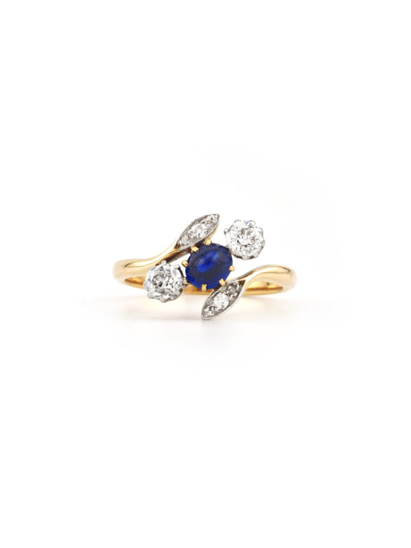 Antiker „Toi et Moi“ Saphir Diamant Ring um 1910 (5)