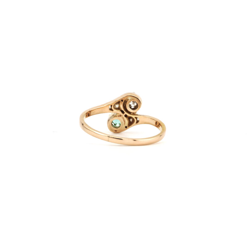 Antiker „Toi et Moi“ Smaragd Diamant Ring um 1905