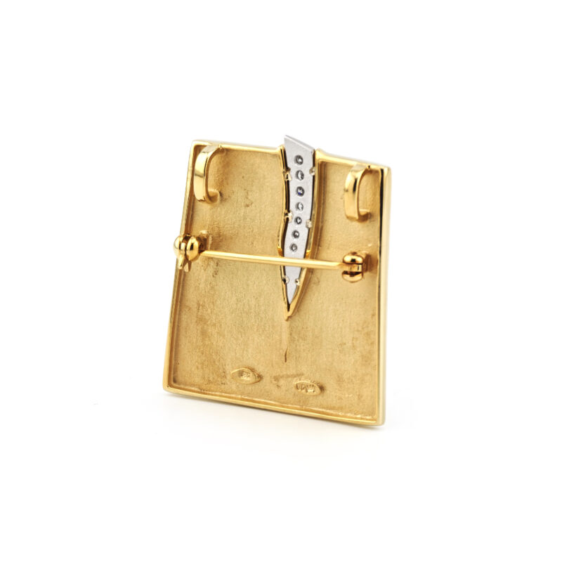 Designer Anhänger / Brosche Gold mit Diamant