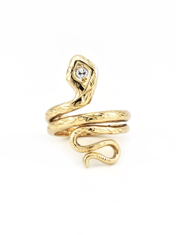 Edler Schlangenring massiv 585er Gold mit Diamant (5)