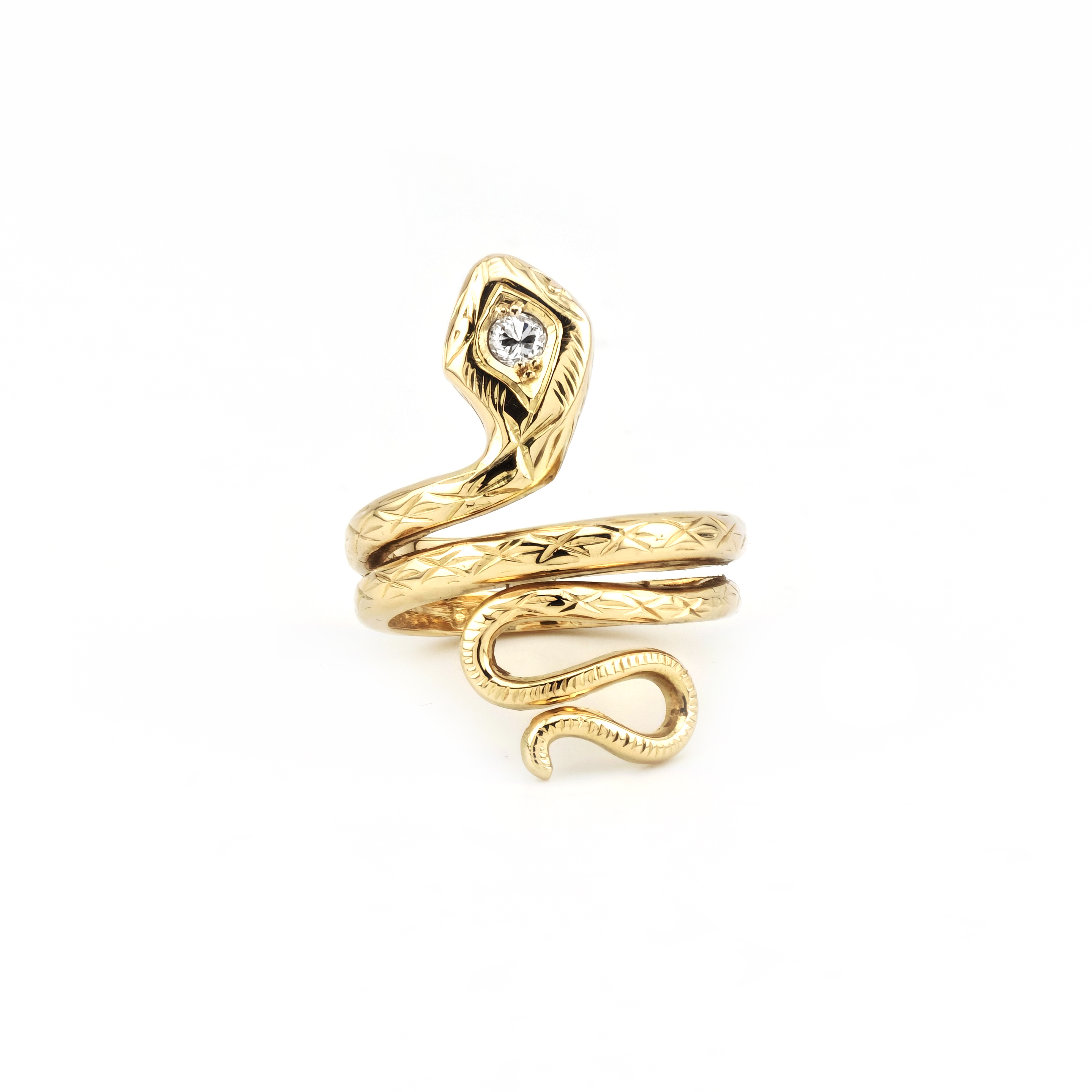 Home Juwelier Göze 19 Edler Schlangenring massiv 585er Gold mit Diamant (5)
