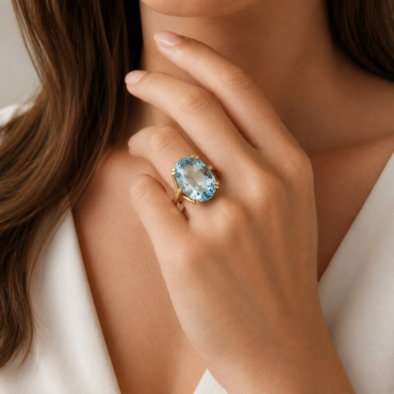 Aquamarin Statement Ring 585er Gold zertifiziert 7 Aquamarin Statement Ring 585er Gold zertifiziert