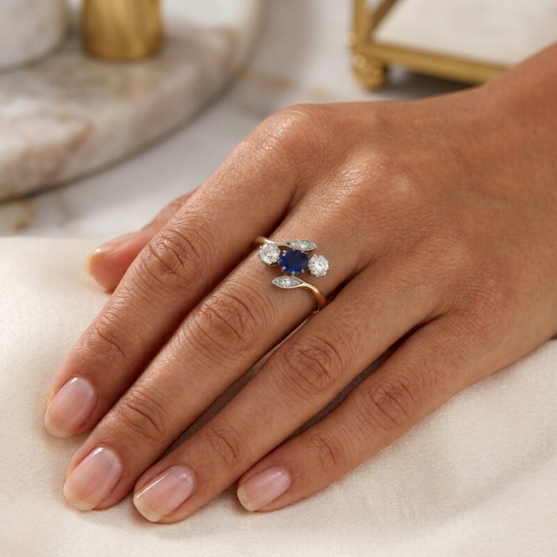Antiker „Toi et Moi“ Saphir Diamant Ring um 1910