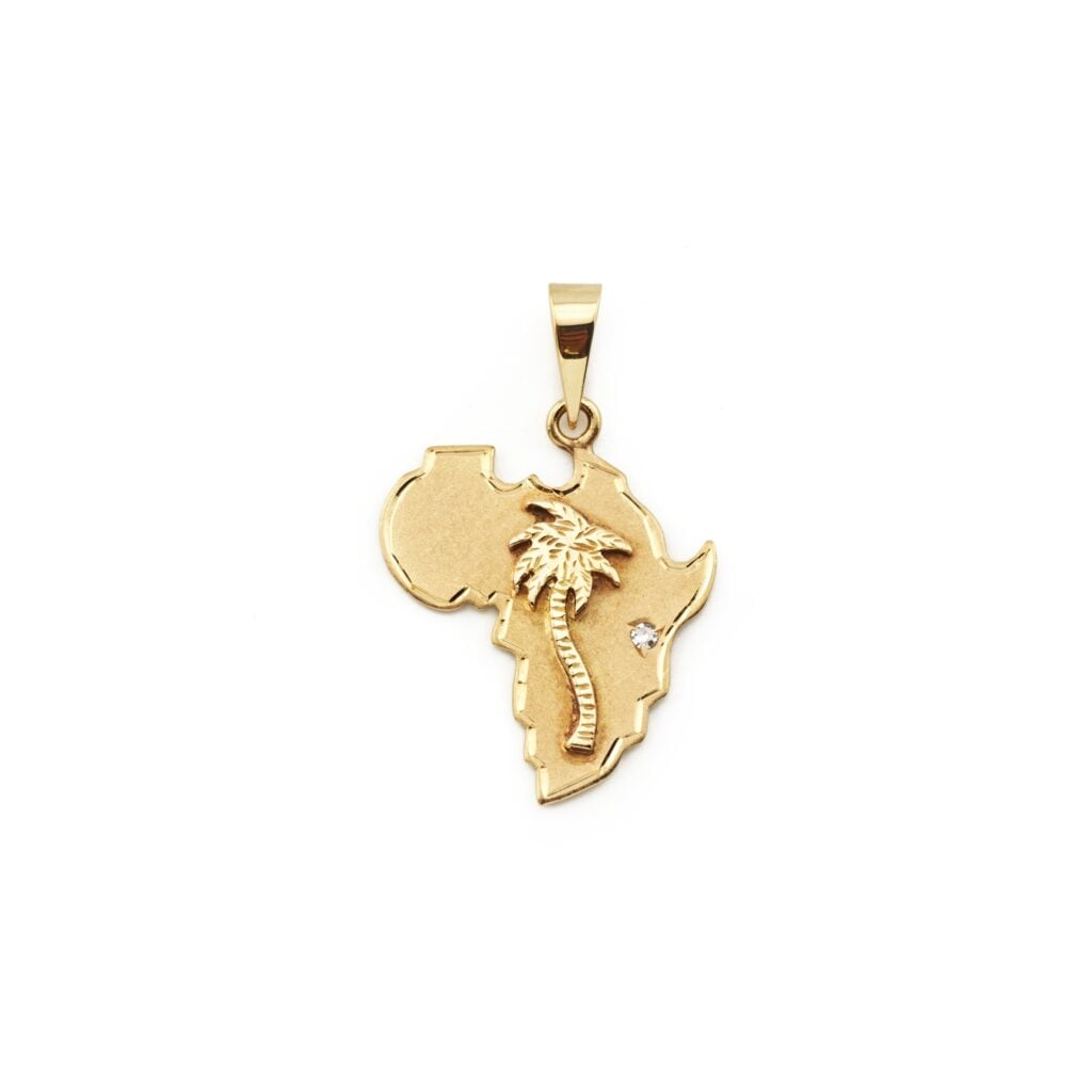 Afrika Anhänger mit Palme 750er Gold mit Diamant