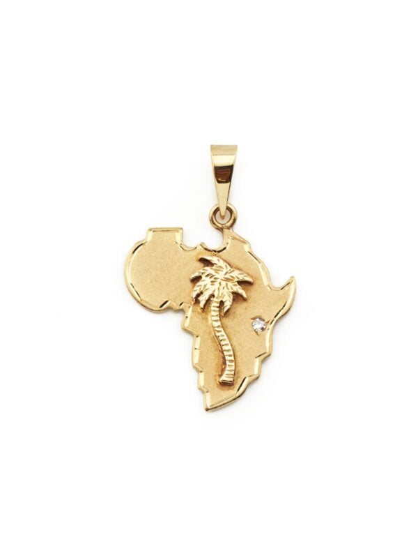 Afrika Anhänger mit Palme 750er Gold mit Diamant
