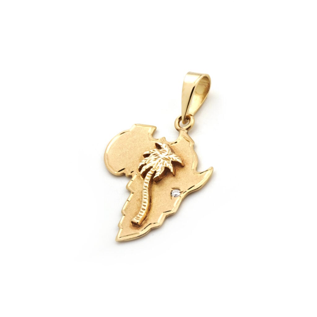 Afrika Anhänger mit Palme 750er Gold mit Diamant (4)