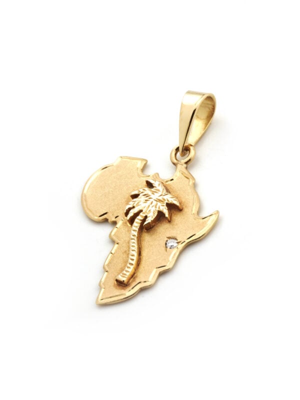 Afrika Anhänger mit Palme 750er Gold mit Diamant (4)