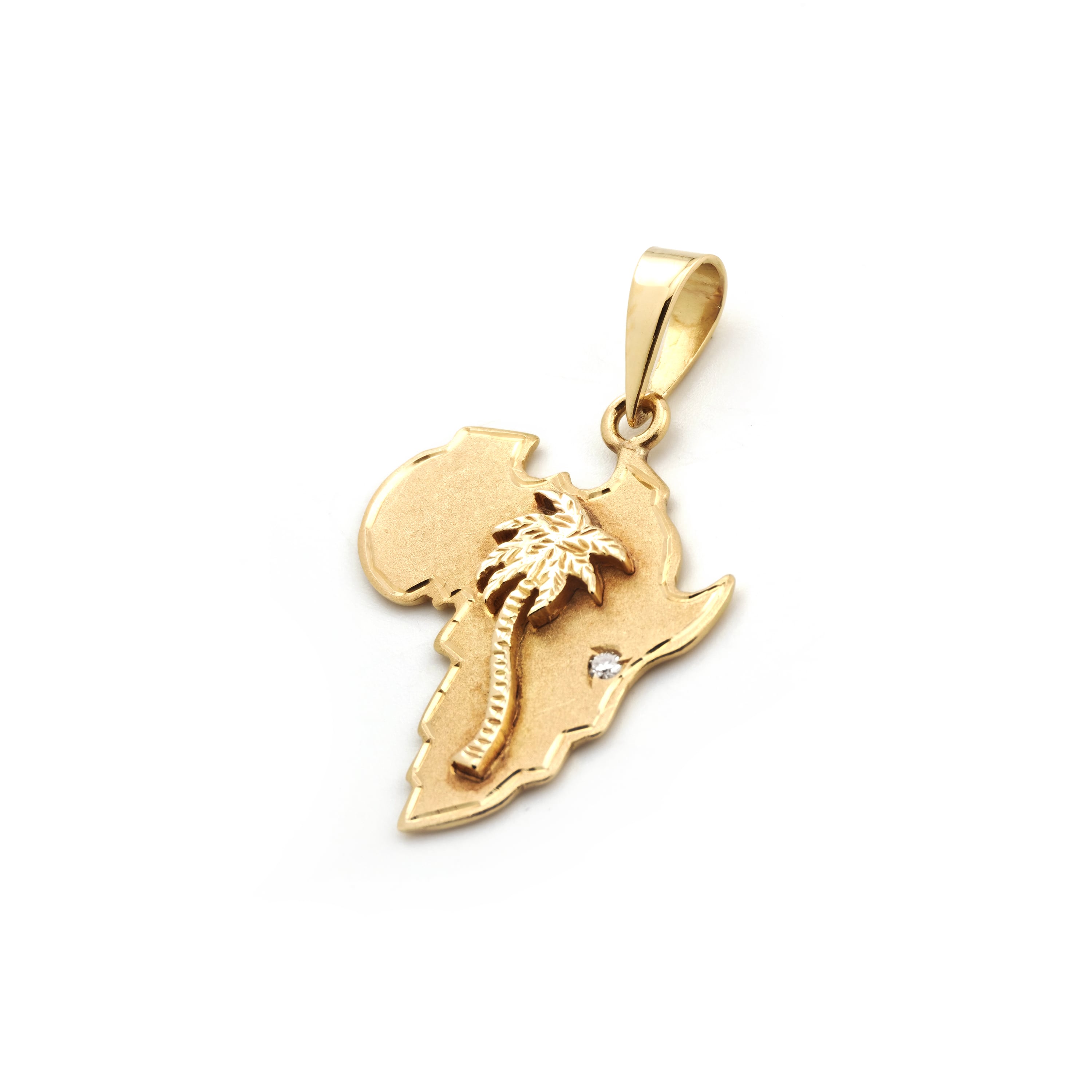 Afrika Anhänger mit Palme 750er Gold mit Diamant (4)