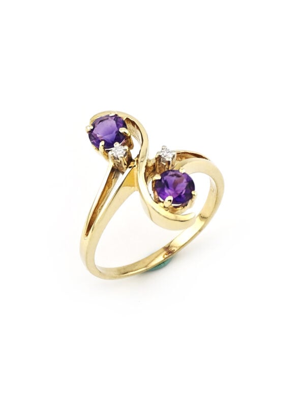 Amethyst Diamantring S Form Design 585er Gold