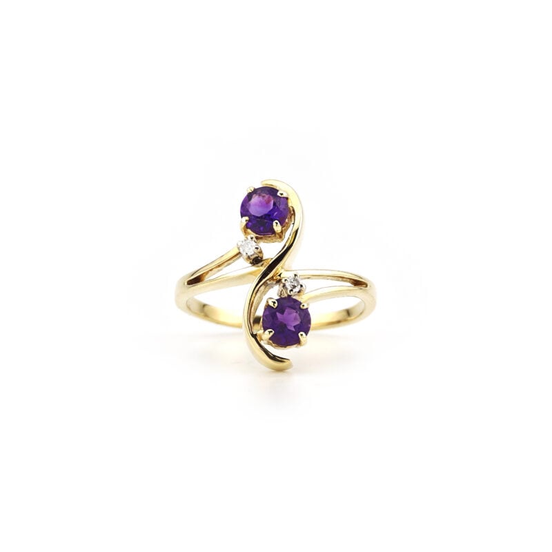 Amethyst Diamantring S Form Design 585er Gold