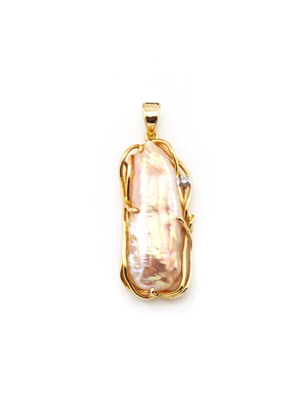 Barockperle Anhänger mit Diamant 585er Gold