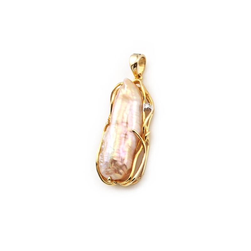 Barockperle Anhänger mit Diamant 585er Gold 2 Barockperle Anhänger mit Diamant 585er Gold