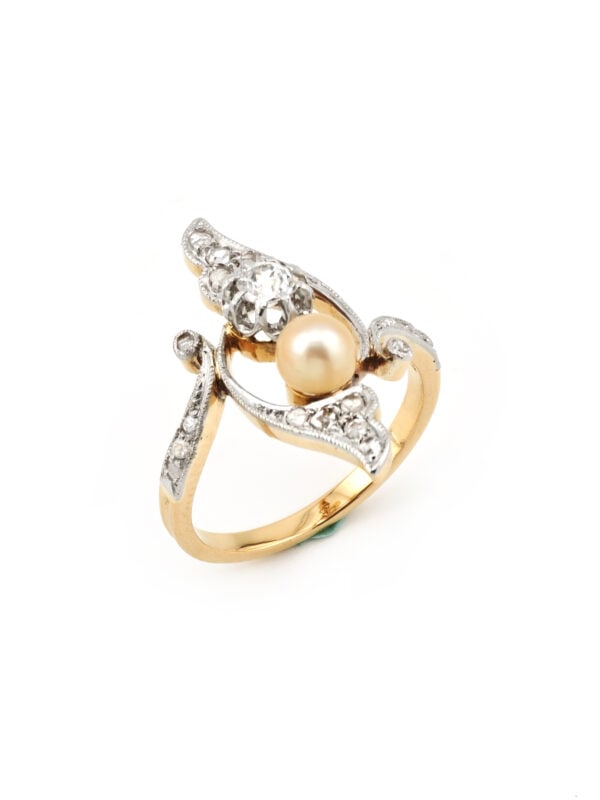 Belle Époque Diamantring 750er Gold um 1900