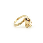 Detailreicher Schlangenring 585er Gold mit Saphir