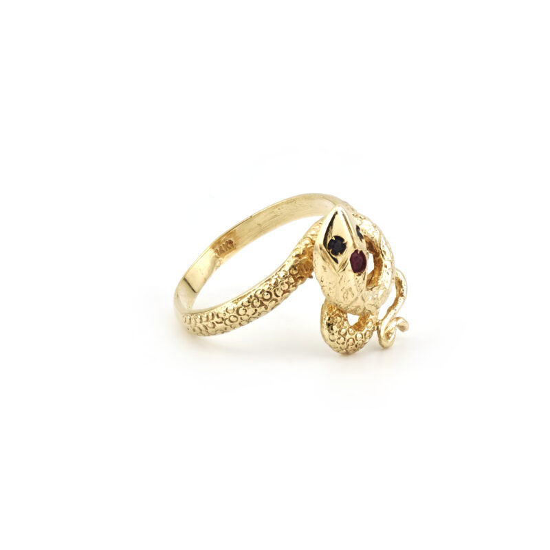 Detailreicher Schlangenring 585er Gold mit Saphir 3 Detailreicher Schlangenring 585er Gold mit Saphir