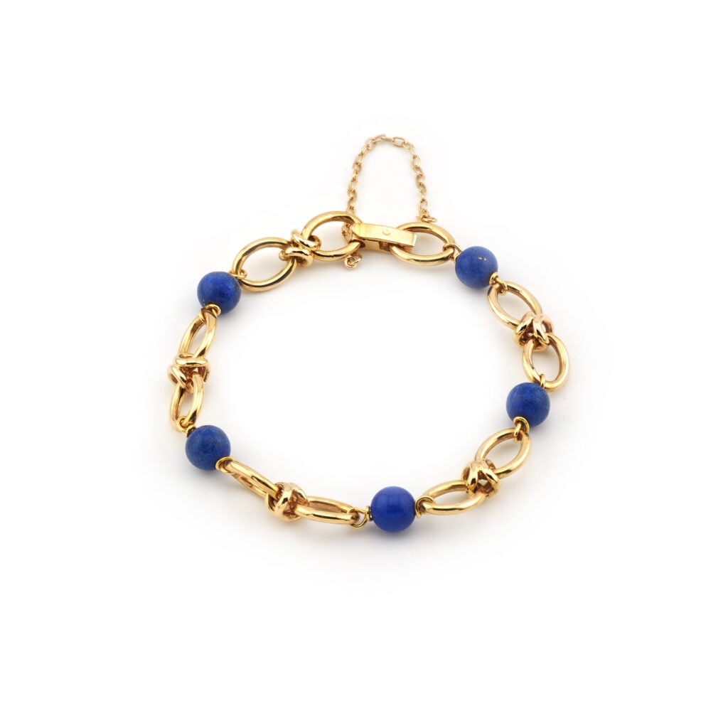 Edles Lapislazuli Knoten Armband 750er Gold