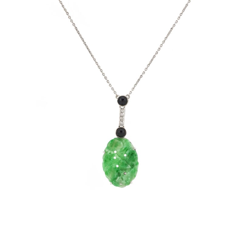 Jade Collier Niederlande um 1955 585er Gold 1 Jade Collier Niederlande um 1955 585er Gold