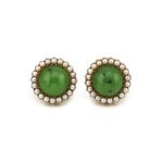 Jade Vintage Ohrringe mit Saatperlen 585er Gold