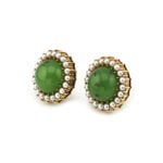 Jade Vintage Ohrringe mit Saatperlen 585er Gold