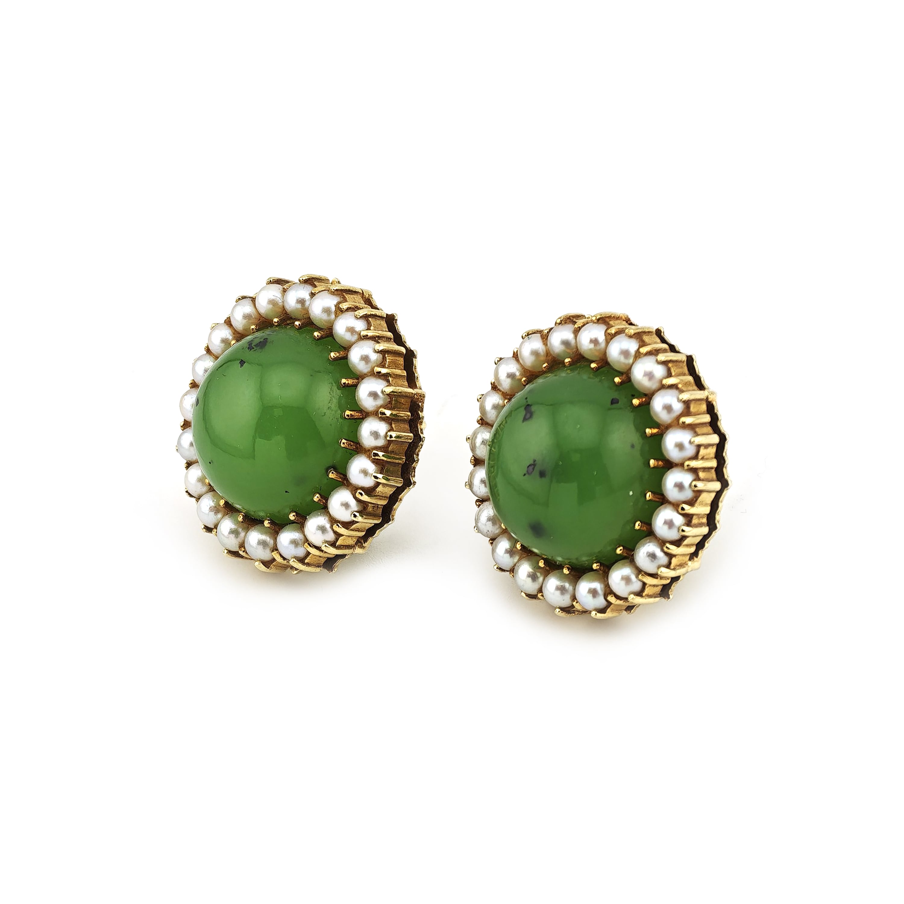 Jade Vintage Ohrringe mit Saatperlen 585er Gold (4)