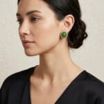 Jade Vintage Ohrringe mit Saatperlen 585er Gold