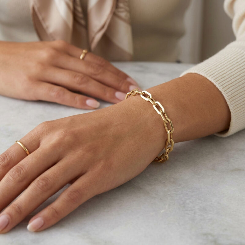 Paperclip / Anker Armband halbmassiv 585er Gold 5 Paperclip / Anker Armband halbmassiv 585er Gold