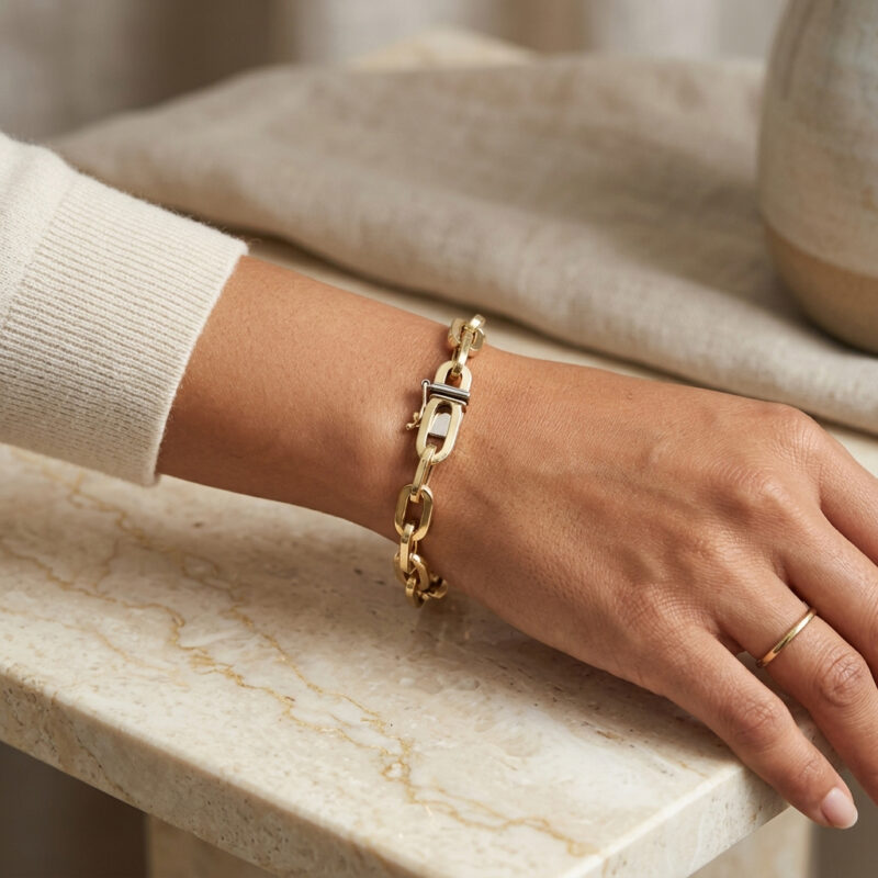 Paperclip Armband Italien halbmassiv 585er Gold 5 Paperclip Armband Italien halbmassiv 585er Gold