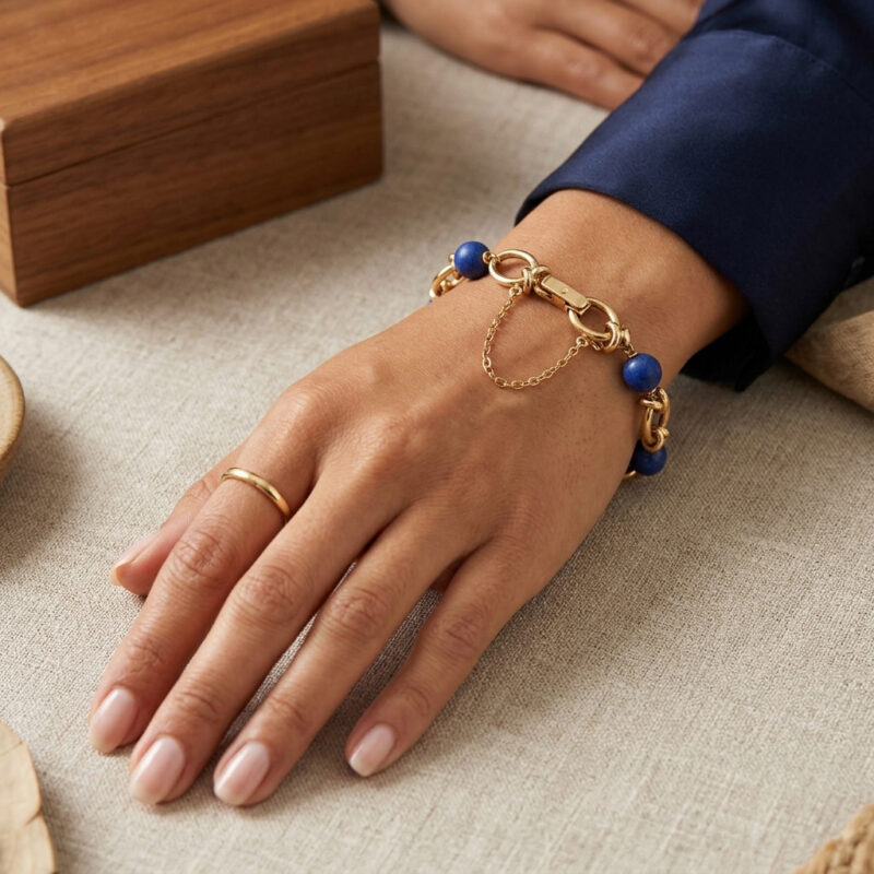Edles Lapislazuli Knoten Armband 750er Gold 5 Edles Lapislazuli Knoten Armband 750er Gold