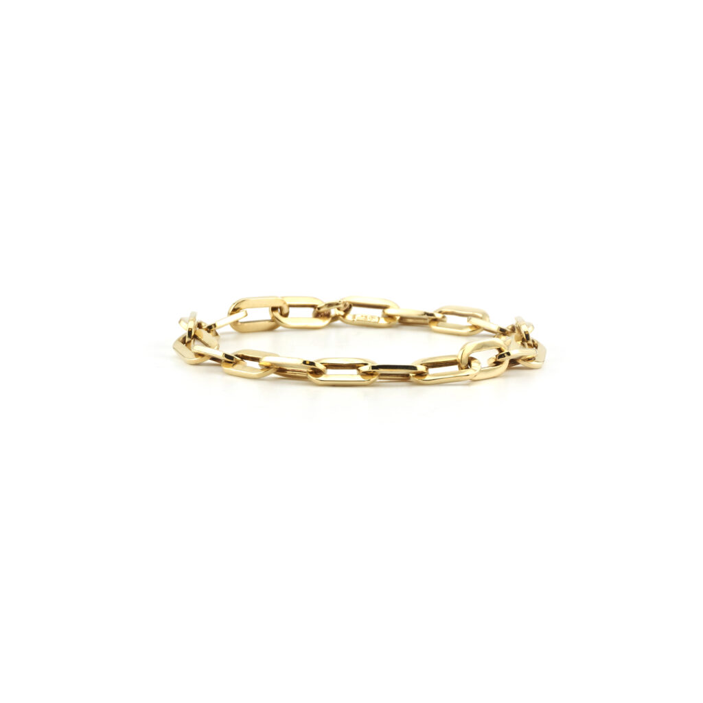 Paperclip Anker Armband halbmassiv 585er Gold (4)