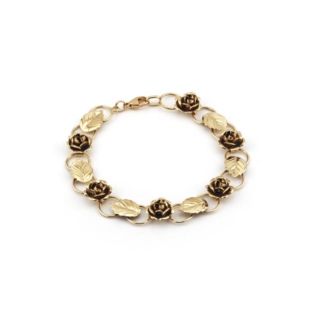 Romantisches Rosenblüten Armband Gelbgold