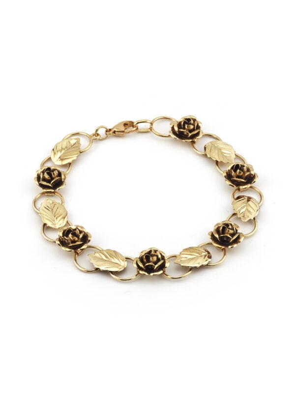 Romantisches Rosenblüten Armband Gelbgold