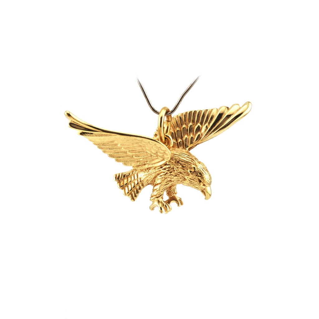 Adler Anhänger 3D mit Rundöse Gold