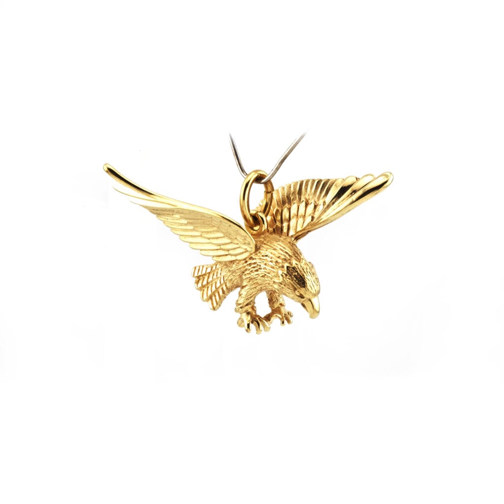 Adler Anhänger 3D mit Rundöse Gold (4)