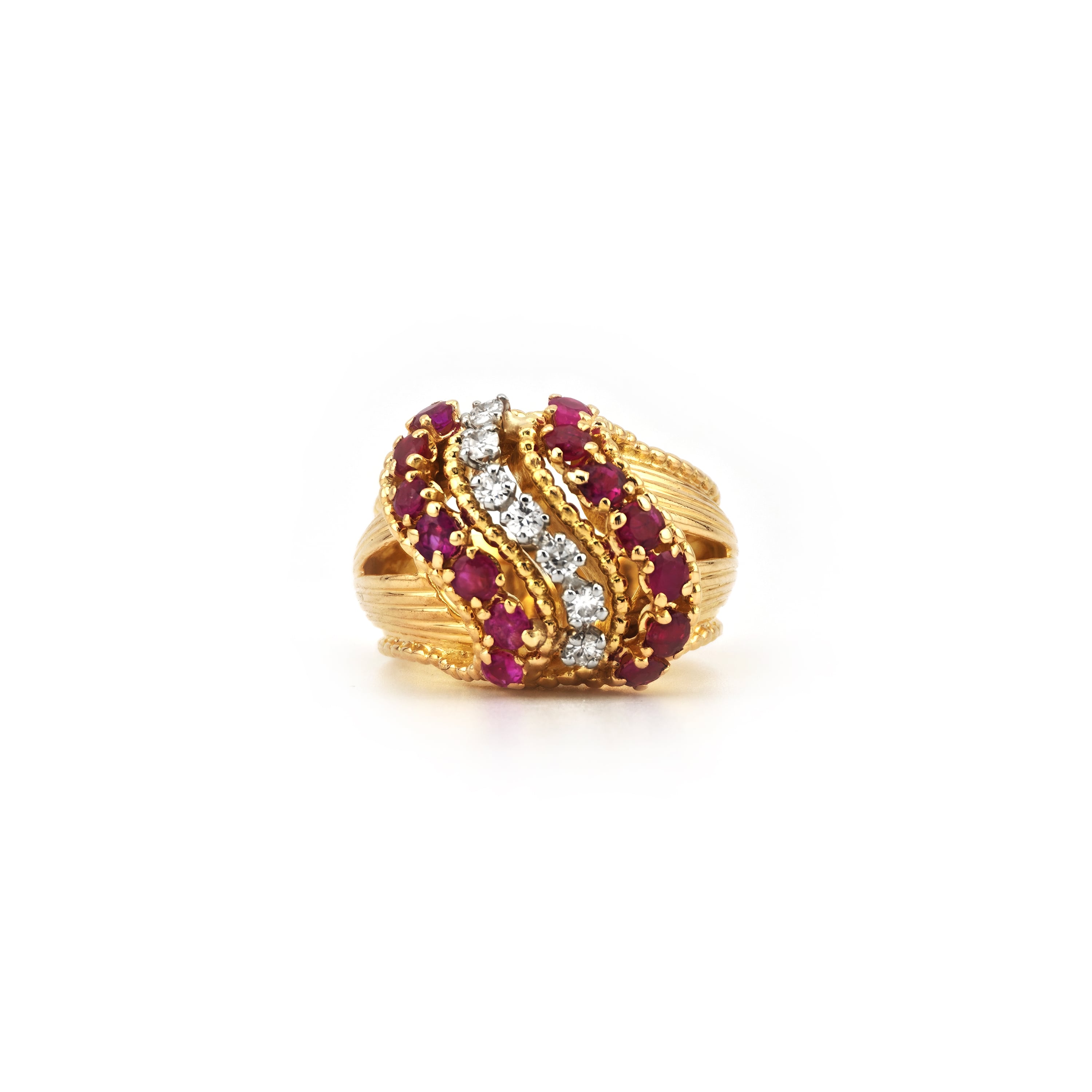 Cocktailring mit Diamant und Rubin 750er Gold (5)