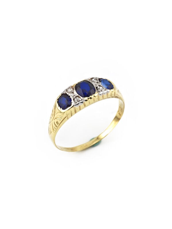 Edler Vintage Saphire / Diamant Ring 585er Gold