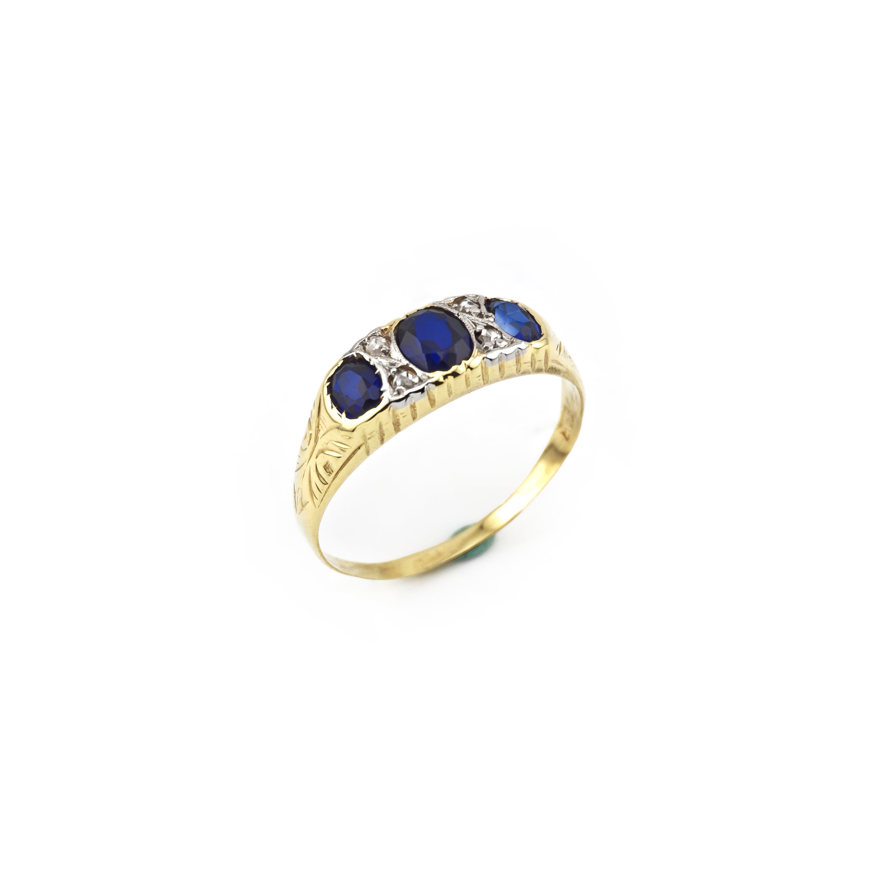 Edler Vintage Saphire / Diamant Ring 585er Gold