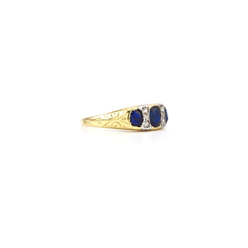 Edler Vintage Saphire / Diamant Ring 585er Gold