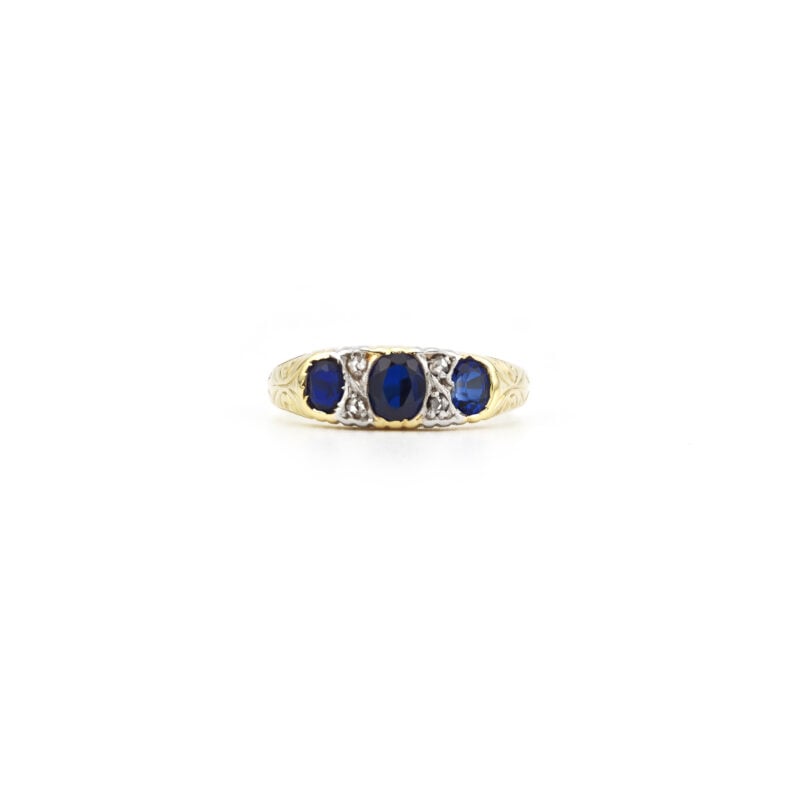 Edler Vintage Saphire / Diamant Ring 585er Gold