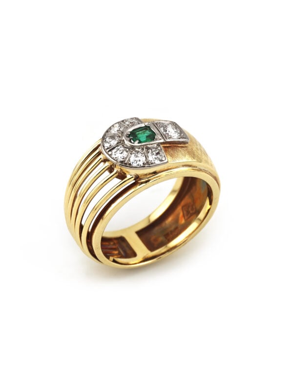 Edler Vintage Smaragd / Diamant Ring 585er Gold