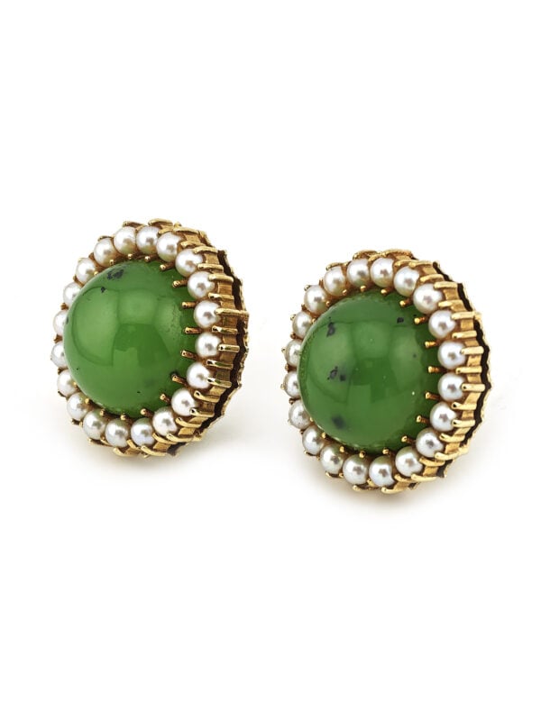 Jade Vintage Ohrringe mit Saatperlen 585er Gold (4)