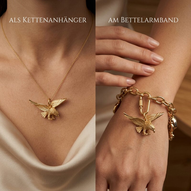Adler Anhänger 3D mit Rundöse Gold 5 Adler Anhänger 3D mit Rundöse Gold