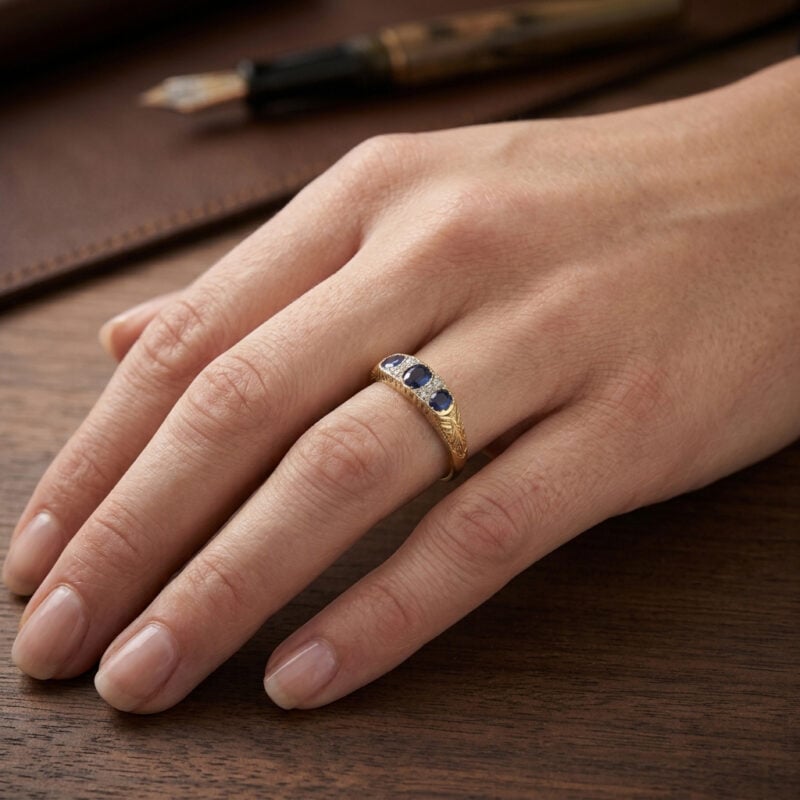 Edler Vintage Saphire / Diamant Ring 585er Gold